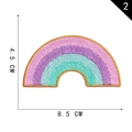 Regenbogen Stickerei Aufnäher mit rosa-violettem Verlauf und Goldrand, Größe 8,5x4,5 cm - Rosa-Lila Farbverlauf Regenbogen (2)