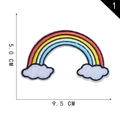 Regenbogen-Wolke Stickerei Aufnäher für Kleidung, 5,0 x 9,5 cm Stoff-Applikation - Klassische Regenbogenwolke Groß (1)