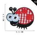 Ladybug embroidery patch with red grid wings and blue eyes for DIY sewing, 4.5x5.5cm size - Red White Plaid Ladybug Style (10)