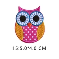 Cute pink cartoon owl embroidered patch with blue eyes, size 5.0x4.0 cm for DIY clothing - 15* Minimum Order Of 5 Pieces Per Style No Shipment If Less Than 5 Pieces Are Not Received.