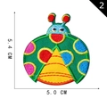 Cartoon insect embroidery patch in green with colorful dots, size 5.4cm by 5.0cm - Colorful Spotted Green Beetle Style (2)