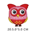 Red cartoon owl embroidery patch with yellow wing details, size 5.0x5.0 cm for DIY clothing - 20* Minimum Order Of 5 Pieces Per Style No Shipment If Less Than 5 Pieces Are Received.