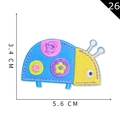 Blue and yellow ladybug embroidered patch with floral patterns, 5.6 cm x 3.4 cm - Pink Purple Floral Ladybug Style (26)