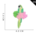 Tropical parrot and pink hibiscus flower embroidery patch, style 16, 7.0x4.0 cm size - Parrot Flower Style (P20200030306)