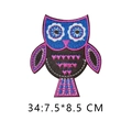 Cartoon owl embroidery patch in brown and blue colors, size 7.5x8.5 cm for DIY sewing - 34* Minimum Order Of 5 Pieces Per Style; Orders Below This Quantity Will Not Be Shipped.