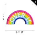 Rainbow embroidered patch with OVER IT text measuring 6.0 x 3.0 CM for DIY clothing - 4* Minimum Order Of 10 Pieces Per Style; Orders Below This Quantity Will Not Be Shipped.