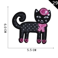 Embroidered black polka dot cat patch with pink bow and 6.0x5.5 cm size markings - Black Cat with Pink Hat (P20200030306)