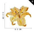 Style 9: Golden flower sequin embroidery patch with measurements 6.5cm height and 8.0cm width - 9* Minimum Order Of 5 Pieces Per Style; Orders Below This Quantity Will Not Be Shipped.