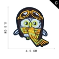 Toppa ricamata gufo pilota cartoon con occhiali e sciarpa modello C 5.5x4.5cm - Stile Gufo Pilota con Sciarpa a Righe (C)