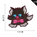 Brown cat animal embroidery patch with blue eyes and pink bow, size 7.0 x 5.0 cm - Brown Cat with Blue Eyes (P20200030306)