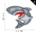 Haai cartoon pailletten borduurwerk patch in grijs en wit, afmeting 5,0 x 6,2 cm - Grijze Cartoon Haai (6)