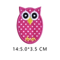 Cartoon owl embroidery patch in rose pink with white dots, size 5.0x3.5 cm - 14* Minimum Order Of 5 Pieces Per Style; Orders Below This Quantity Will Not Be Shipped.