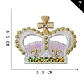 Crown shaped sequin embroidery patch with gold thread and crystals, 5.8x4.5 cm - Iridescent Cross Crown (7)