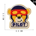 Cartoon pilot bear embroidered patch for clothing with PILOT text, size 3.5cm x 3.5cm - Pilot Bear Style (P20200030306)