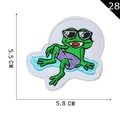 Cartoon frog embroidery patch with sunglasses and purple shorts, size 5.5x5.8 cm - Frog with Sunglasses (P20200030306)