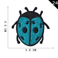 Blue and black embroidered ladybug beetle patch with detailed woven texture, size 4x3.8cm - Cyan Black Beetle Style (24)