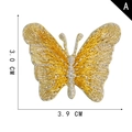 Gouden en zilveren vlinder geborduurde patch met metaaldraad, stijl A, 3,9 cm breed - Goud en Zilver Vlinderstijl (A)