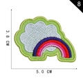 Embroidered rainbow cloud patch for clothing with light green border, 3.8 x 5.0 cm - Light Blue Cloud Rainbow Stripes (8)