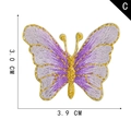 Gedetailleerde vlinder borduurpatch in lichtpaars en goud, breedte van 3,9 cm - Lichtpaarse Vlinderstijl (C)