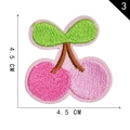 Pink and purple double cherry embroidered patch with green leaves, size 4.5cm x 4.5cm - Cherry 1