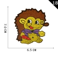 Cartoon hedgehog embroidery patch with purple bowtie and carrot, size 7.0 x 6.5 cm - Yellow Hedgehog Style (P20200030306)