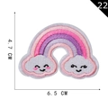 Rainbow embroidery patch with cute smiley face clouds measuring 6.5x4.7 cm for DIY crafts - Smiling Cloud Cute Rainbow (22)
