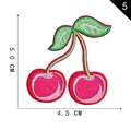 Red cherry fruit embroidered iron on patch for DIY clothing accessories size 5.0x4.5cm - Cherry 2
