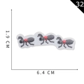 Three ants embroidered patch in black and red colors, sized 6.4 cm x 1.9 cm - Gray Black Red Linked Ants Style (32)