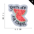 Watermelon embroidered iron-on patch with You are one in a melon text, 7.3x6.5cm - Watermelon 7
