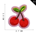 Cherry fruit embroidery patch for clothing with red fruits and pink felt base, 3.0x2.7cm - Cherry 4