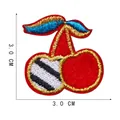 Embroidered cherry patch with red fruit, blue leaves and gold edge detail, 3.0 CM size - Cherry 5