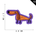 Cartoon dog embroidery patch in purple and orange with size 4.8cm x 2.7cm - Purple Dachshund Style (B)