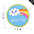 Round rainbow and smiling cloud embroidery patch with GIOTTO text for clothing, 5.8cm size - Smiling Cloud Rainbow Style (12)