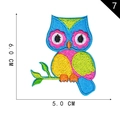 Colorful owl embroidery patch on green branch, size 6.0cm x 5.0cm for clothing - Owl on Branch (7)