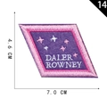 Purple parallelogram embroidered patch with stars and Daler Rowney text design - Purple Star Brand Name Style (14)