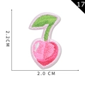 Pink heart-shaped cherry embroidered patch with green leaves and 2.2 cm size - Cherry 8