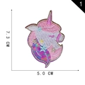 Self-adhesive pink unicorn embroidery patch with gold trim, size 7.3 cm x 5.0 cm - Pink Unicorn Style (1)