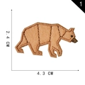 Brown origami bear embroidery patch with golden details and precise size dimensions - Geometric Bear Style (K)