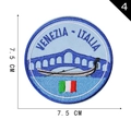 7.5cm round Venezia Italia embroidery patch featuring Rialto Bridge and gondola design - Venice Gondola Style (4)