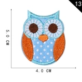 Blue owl embroidered iron-on patch with orange wings for clothing DIY, size 5x4 cm - Light Blue Polka Dot Owl (13)