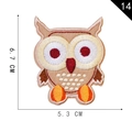 Brown owl embroidery patch for clothing DIY decoration, 6.7cm x 5.3cm size variant - Coffee Brown Base Owl (14)