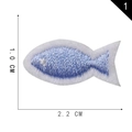 Embroidered fish patch in light blue silk thread, measuring 2.2 cm by 1.0 cm for DIY crafts - Blue Fish Style (1*)