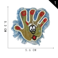 Cartoon Zombie Hand Denim Stickerei Aufnäher mit Fransen und Augendetail, 5,3x5,6 cm - Cartoon-Hand mit Augenstil (1)