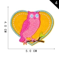 5.0x4.0 CM embroidered owl patch on yellow heart background with blue border - Pink Owl (4)