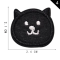 Cartoon black cat head embroidered self-adhesive patch, size 2.1x2.4 cm, for clothing repair - Black Cat Head Style (4*)