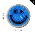 Blauwe lovertjes smiley borduurwerk patch 2,7cm rond DIY kleding accessoire applicatie - Blauw (1)