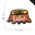 Embroidered tree stump patch with brown and yellow threads, size 2.2 cm by 1.4 cm - Tree Stump Shape Style (2)