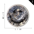 Ronde 2,7cm smiley patch met goud en zilveren lovertjes op zwarte stof - Zilver (2)