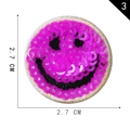 Ronde smiley lovertjes patch van 2,7 cm in roze en zwart met wit borduursel - Magenta (3)
