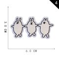 Three white cartoon rabbits embroidered patch self-adhesive for clothing 6.0cm - White Rabbit Group Style (4)